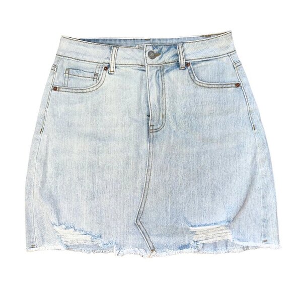 Light Blue Distressed Wild Fable Mini Skirt Women's 4 - Picture 1 of 6